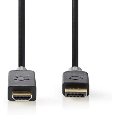 Nedis DisplayPort Kabel - 3m - Guldpläterad - Svart Nedis DisplayPort Kabel - 3m - Guldpläterad - Svart