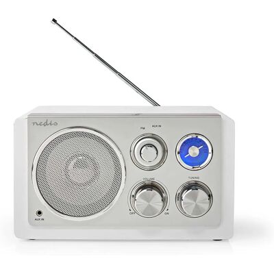 Nedis kabellose Bluetooth FM-Radio - Weiß - Tragbar, 15W, Retro Nedis kabellose Bluetooth FM-Radio - Weiß - Tragbar, 15W, Retro