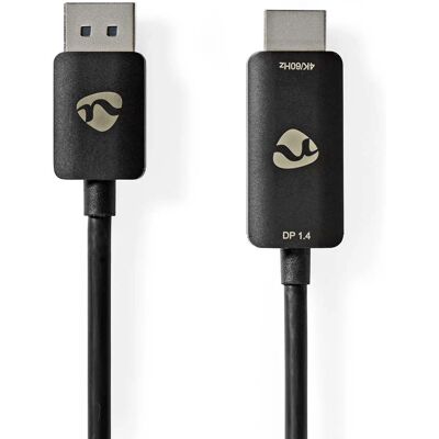 Nedis DisplayPort to HDMI sovitin - 8K@30Hz, 1,8m, Musta Nedis DisplayPort to HDMI sovitin - 8K@30Hz, 1,8m, Musta