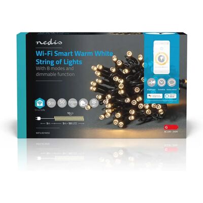 Nedis Inteligentny Wi-Fi Łańcuch Dekoracyjny 50 LED Nedis Inteligentny Wi-Fi Łańcuch Dekoracyjny 50 LED
