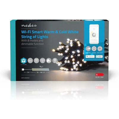 Oświetlenie dekoracyjne Wi-Fi Nedis SmartLife - 50 LED - Wewnątrz/Zewnątrz Oświetlenie dekoracyjne Wi-Fi Nedis SmartLife - 50 LED - Wewnątrz/Zewnątrz