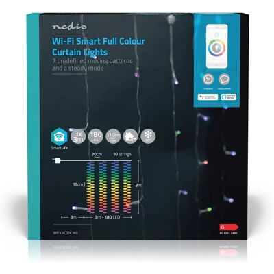 Nedis SmartLife RGB-LED Vorhanglichter - 3m Innen/Außen Nedis SmartLife RGB-LED Vorhanglichter - 3m Innen/Außen