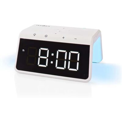 Nedis Wireless Charging Alarm Clock - White Nedis Wireless Charging Alarm Clock - White