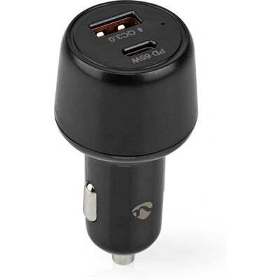Carregador de carro Nedis - 65W USB-C, portas duplas, tensão automática Carregador de carro Nedis - 65W USB-C, portas duplas, tensão automática