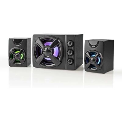 Caixas de som Nedis GSPR31021BK 2.1 canais com LED - Caixas Caixas de som Nedis GSPR31021BK 2.1 canais com LED - Caixas