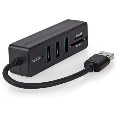 Nedis USB-Hub - 3 Ports, SD/MicroSD Leser, Schwarz Nedis USB-Hub - 3 Ports, SD/MicroSD Leser, Schwarz