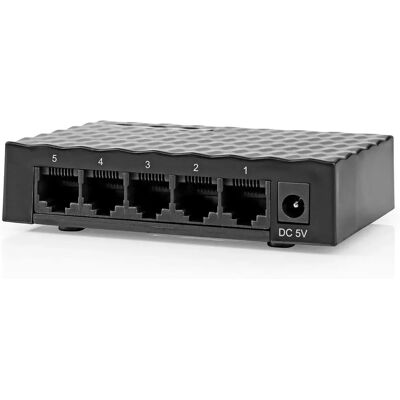 Nedis Hallittu Gigabit Ethernet kytkin - 5 porttia - 10GbE - Musta Nedis Hallittu Gigabit Ethernet kytkin - 5 porttia - 10GbE - Musta