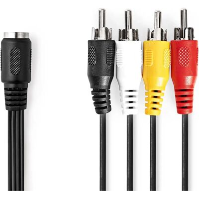 Nedis Schwarzes 0,2 m 5-poliger DIN auf RCA Audiokabel Nedis Schwarzes 0,2 m 5-poliger DIN auf RCA Audiokabel