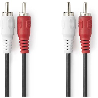 Cable de audio Nedis - 5m, 2x RCA, Negro Cable de audio Nedis - 5m, 2x RCA, Negro