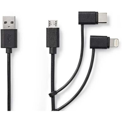 Nedis USB-kabel - Svart - 1m - USB 2.0 - Micro-USB, Lightning, USB-C Nedis USB-kabel - Svart - 1m - USB 2.0 - Micro-USB, Lightning, USB-C