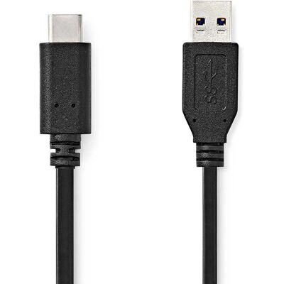 Nedis USB-kaapeli - USB 3.2 Gen 2 - USB-A uros - USB-C uros - 1 m - Musta Nedis USB-kaapeli - USB 3.2 Gen 2 - USB-A uros - USB-C uros - 1 m - Musta