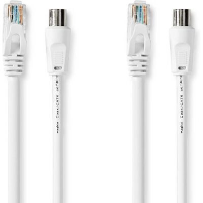 Kabel Nedis Biały Coax & Cat6 - 1,5m - TV & Internet Kabel Nedis Biały Coax & Cat6 - 1,5m - TV & Internet