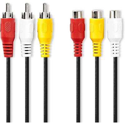 Nedis Video Kaapeli - 2m, 3 RCA, Musta - Video Kaapeli Nedis Video Kaapeli - 2m, 3 RCA, Musta - Video Kaapeli