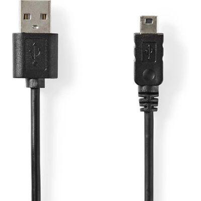 Nedis USB 2.0 Kabel - Mini 5-pol - Svart Nedis USB 2.0 Kabel - Mini 5-pol - Svart