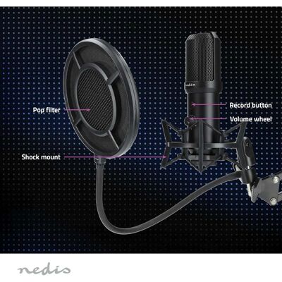 Nedis Mikrofon Musta - Ammattimainen USB streaming mikrofoni Nedis Mikrofon Musta - Ammattimainen USB streaming mikrofoni