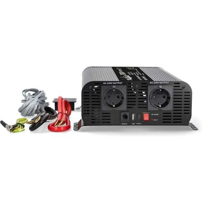 Nedis Power Inverter - Reine Sinuswelle - 2000 W - USB-C & USB-A - Schwarz Nedis Power Inverter - Reine Sinuswelle - 2000 W - USB-C & USB-A - Schwarz