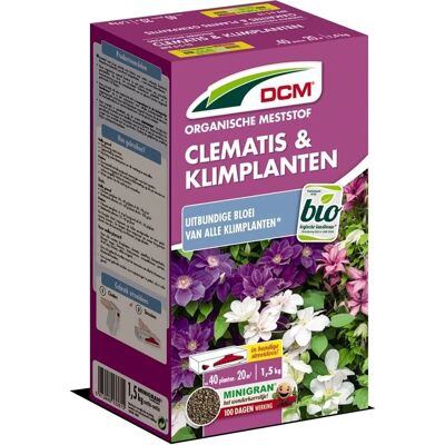 Engrais Clematis & Plantes Grimpantes DCM - 1,5kg - Publicité Engrais Clematis & Plantes Grimpantes DCM - 1,5kg - Publicité