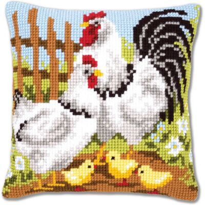 Kit broderie Vervaco pour coussin - Famille de poules - Ensemble de couture Kit broderie Vervaco pour coussin - Famille de poules - Ensemble de couture