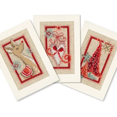Vervaco Christmas Symbols - 3 pcs Card Set with Counting - Craft Kit Vervaco Christmas Symbols - 3 pcs Card Set with Counting - Craft Kit