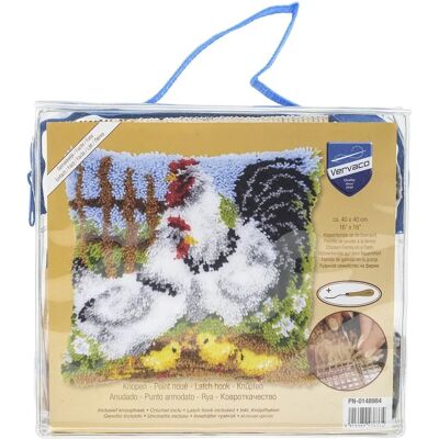 Vervaco Famille de poules à la ferme Coussin de tapisserie - Multicolore, 40x40cm - Publicité Vervaco Famille de poules à la ferme Coussin de tapisserie - Multicolore, 40x40cm - Publicité