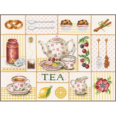 Lanarte Kit Punto croce Tea Party - Schema, Filo, Ago Lanarte Kit Punto croce Tea Party - Schema, Filo, Ago