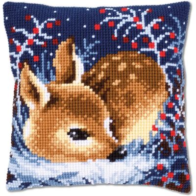 Vervaco Cross-stitch Pillow - Rehkitz - White - 40x40cm Vervaco Cross-stitch Pillow - Rehkitz - White - 40x40cm