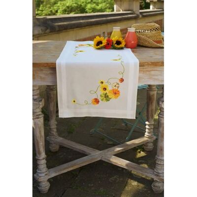 Vervaco PN-0162453 Chemin de table en coton point de croix - Décoration Vervaco PN-0162453 Chemin de table en coton point de croix - Décoration