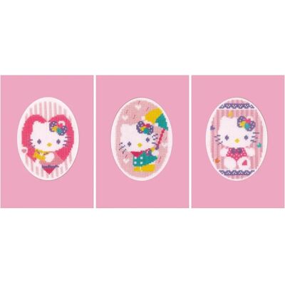 Vervaco PN-0174595 Set di biglietti di auguri Hello Kitty Pastello - Kit di ricamo a punto croce Vervaco PN-0174595 Set di biglietti di auguri Hello Kitty Pastello - Kit di ricamo a punto croce