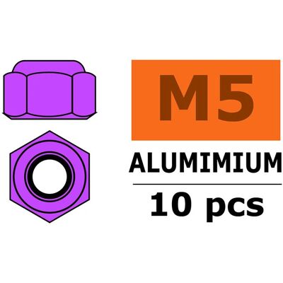 Revtec - M5 Self-locking hex nut - Aluminium - 10 stuks - moer Revtec - M5 Self-locking hex nut - Aluminium - 10 stuks - moer