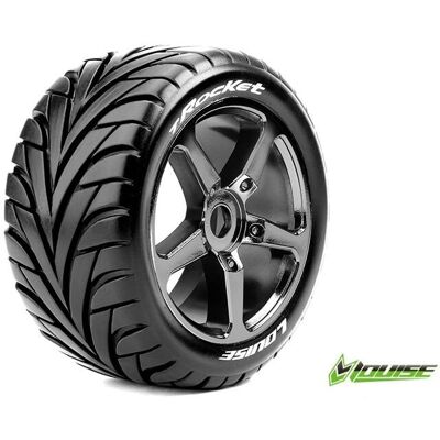 Louise - T-ROCKET - Zwarte chromen velgen - Offset 0 - Bandenset Louise - T-ROCKET - Zwarte chromen velgen - Offset 0 - Bandenset