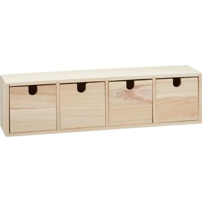 Meuble à tiroirs en bois Artémio - 4 tiroirs - 44x10x15cm - Mobilier de rangement Meuble à tiroirs en bois Artémio - 4 tiroirs - 44x10x15cm - Mobilier de rangement