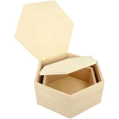 Artemio 2 Zeshoekige Houten Boxen - Opbergdozen Artemio 2 Zeshoekige Houten Boxen - Opbergdozen