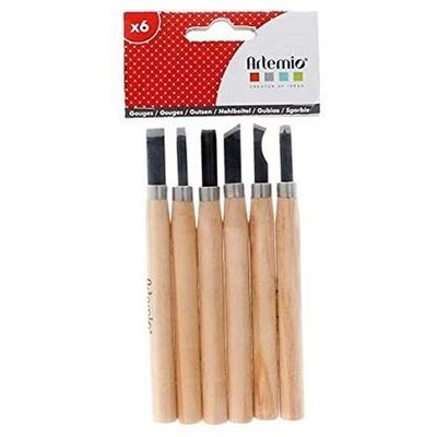Ensemble de 6 Couteaux de Sculpture - Outils pour Tampons et Linoléum Ensemble de 6 Couteaux de Sculpture - Outils pour Tampons et Linoléum