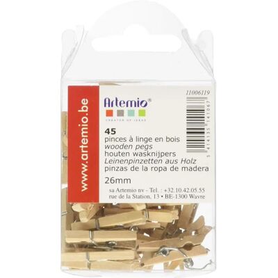 Pinces à Linge en Bois ARTEMIO - 45 pièces pour DIY & Maison Pinces à Linge en Bois ARTEMIO - 45 pièces pour DIY & Maison