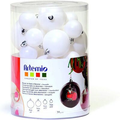Artémio Palline di Natale in Plastica Bianca - 39 pezzi Artémio Palline di Natale in Plastica Bianca - 39 pezzi