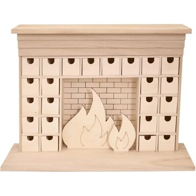 Calendario de adviento en beige con chimenea - 24 compartimentos Calendario de adviento en beige con chimenea - 24 compartimentos