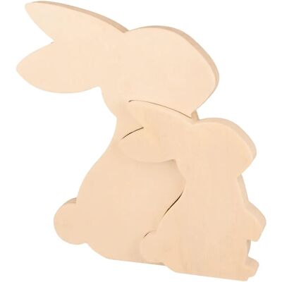 Ensemble de Lapins Artemio - Décoration en Bois Naturel 20cm - Publicité Ensemble de Lapins Artemio - Décoration en Bois Naturel 20cm - Publicité