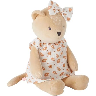 Peluche Kendi de Noukie's - Veloudoux Beige - Imprimé Léopard - Publicité Peluche Kendi de Noukie's - Veloudoux Beige - Imprimé Léopard - Publicité