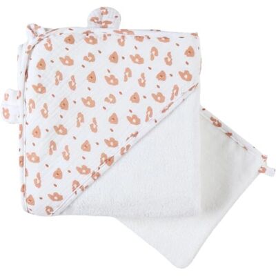 Noukie's Babybadset - Leopard, 75x75cm, Bomull Noukie's Babybadset - Leopard, 75x75cm, Bomull