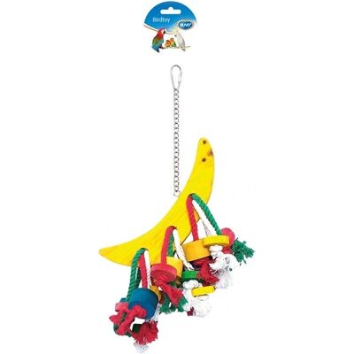 DUVO+ Vogelspielzeug - Bunte Holzklötze, Baumwollseil DUVO+ Vogelspielzeug - Bunte Holzklötze, Baumwollseil