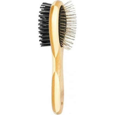 Brosse Bambou 2-en-1 pour chiens à poil long et court - Publicité Brosse Bambou 2-en-1 pour chiens à poil long et court - Publicité