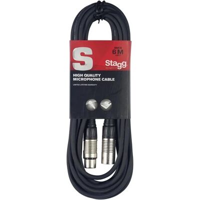 Câble Microphone Stagg SMC6 - Standard, 6m, Noir Câble Microphone Stagg SMC6 - Standard, 6m, Noir