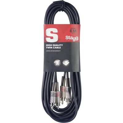 Dvojitý RCA kabel Stagg Stc - 6m - Černý - Audio kabel Dvojitý RCA kabel Stagg Stc - 6m - Černý - Audio kabel
