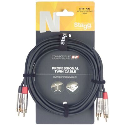 Signál kabel Stagg NTC3CR - 3m, 2x RCA, Rean zástrčka Signál kabel Stagg NTC3CR - 3m, 2x RCA, Rean zástrčka