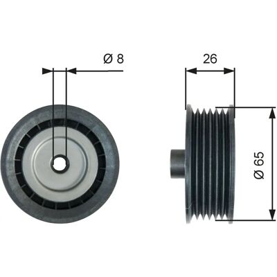 Pulley de tensionare curea Gates Transit - DriveAlign, 65mm Pulley de tensionare curea Gates Transit - DriveAlign, 65mm
