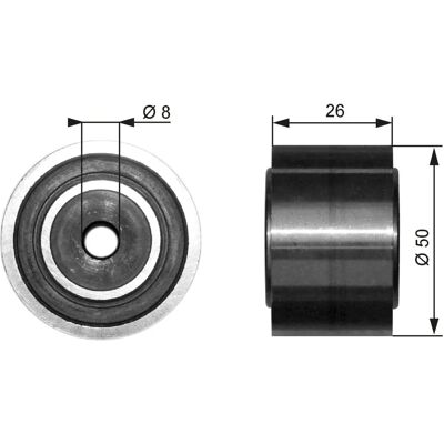 Rulment de ghidare Gates - Metal, 50mm, Curea V Rulment de ghidare Gates - Metal, 50mm, Curea V