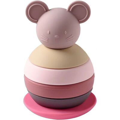 NATTOU Jouet Tumbler Rose en Silicone - Jouet Bébé - Souris Empilable - Publicité NATTOU Jouet Tumbler Rose en Silicone - Jouet Bébé - Souris Empilable - Publicité