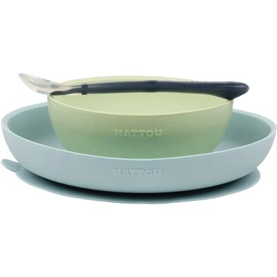 NATTOU Grün / Blau 3-tlg. Kinderteller-Set NATTOU Grün / Blau 3-tlg. Kinderteller-Set