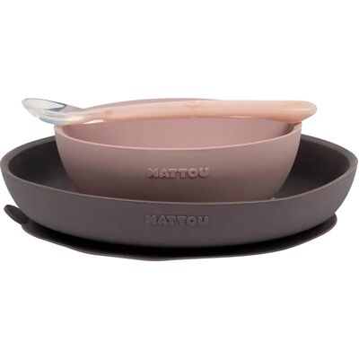 Ensemble de Vaisselle Bébé Nattou - Silicone, Sans BPA, Inclut Assiette, Bol et Cuillère - Publicité Ensemble de Vaisselle Bébé Nattou - Silicone, Sans BPA, Inclut Assiette, Bol et Cuillère - Publicité