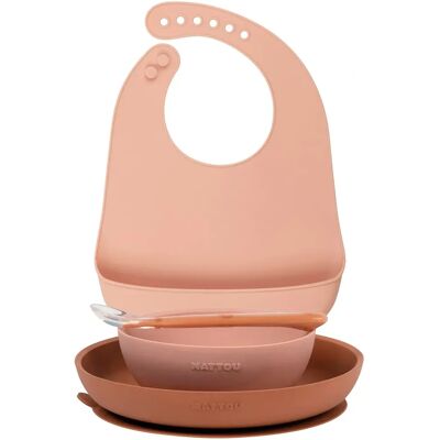 Nattou Baby Silikon-Geschirrset - Pink, 4 Stück - BPA-frei, Mikrowellenfest Nattou Baby Silikon-Geschirrset - Pink, 4 Stück - BPA-frei, Mikrowellenfest